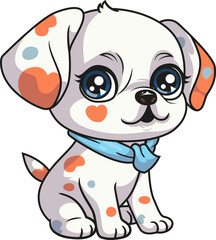 Cute cartoon puppy with blue scarf, editable and perfectly grouped design