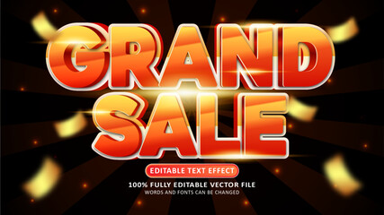 Grand sale yellow orange 3d editable modern text effect