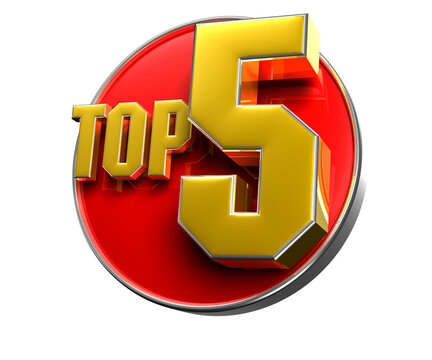 Top 5 3D illustration. Advertising signs. Product design. Product sales.