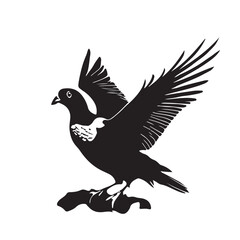 Fototapeta premium The dove is a symbol of peace. Also good for tattoo. Editable vector monochrome image with high details isolated on white