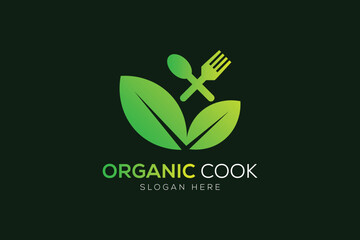 Natural cooking or vegetarian cooking logo design 