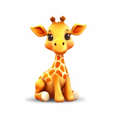 Baby Giraffe Cartoon. Generative AI