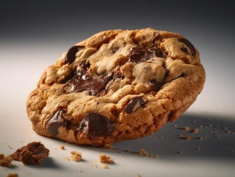 A Close-Up of a Freshly Baked Chocolate Chip Cookie, Standard-Sized Image.