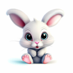 Baby Rabbit Cartoon Isolated WHite. Generative AI