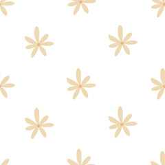 Fototapeta na wymiar Seamless vector pattern with flowers. Graphics flowers and leaves pattern vector. Minimalistic background. Cute floral print for textiles.