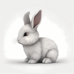 Baby Rabbit Cartoon Isolated WHite. Generative AI