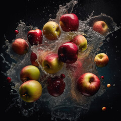 Fototapeta na wymiar Apple fruit with fresh water. Generative AI.