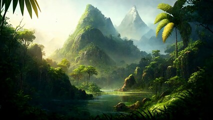 tropical forest in the morning