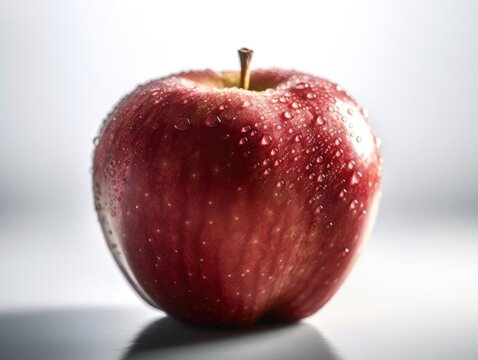 Close-up of a Juicy Red Apple, Succulent and Tempting, Perfect for Snacking.
