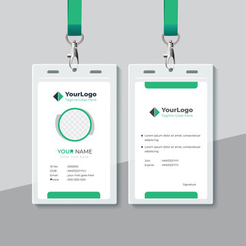 Modern & Creative ID Card Design Template. Identity badge With Photo Placeholder., corporate card key, personal security badge, press event pass template.