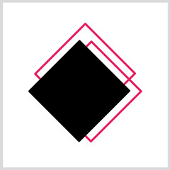 Rhombus Line icons black and pink color. Vector Illustration for Icon, Symbol, Logo etc