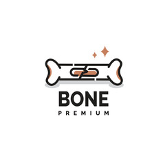 cute bone logo vector icon illustration with crack in the middle