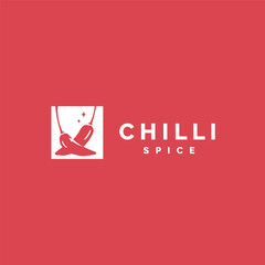 minimalistic fresh red chili logo vector icon illustration