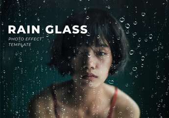 Rain On The Glass Photo Effect Mockup Template