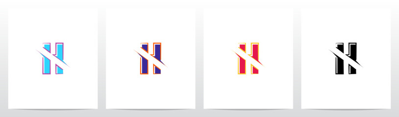 Alphabet Cut Slashed Letter Logo Design H