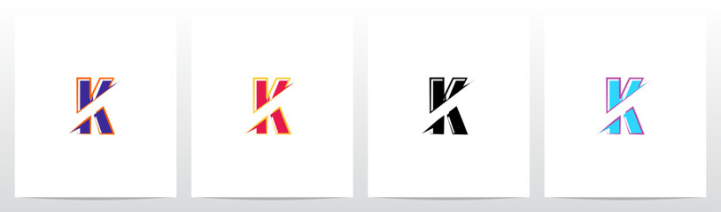 Alphabet Cut Slashed Letter Logo Design K