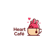 cafe logo vector icon illustration with cup and heart inside