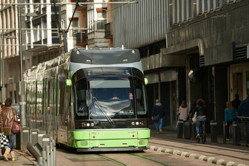 Naklejka na ściany i meble Street view with Tram, Vitoria-Gasteiz, Alava