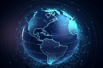 Fototapeta premium globe with communications satellite connections, generative ai