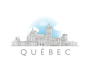 Obraz premium Quebec city cityscape line art style vector illustration