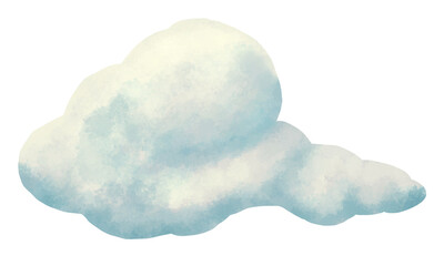 Illustration of a White cartoon cloud with blue shadow isolated.