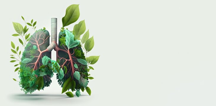 lungs and green plant illustration conceptual images ai generative 