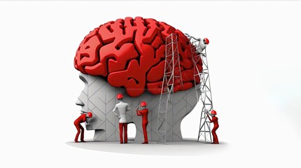 Mental health care treatment illustration concept, brain under maintaine concept  by ai generative