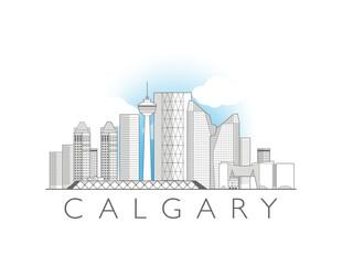 Calgary cityscape line art style vector illustration