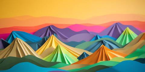 Fototapeta na wymiar Paper art mountains