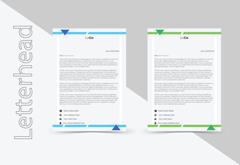 Modern Creative A4 Size vector Blue and Green .Letterhead template in Abstract style design .Simple And Clean Print Ready Design, Elegant Flat Design Vector Illustration.