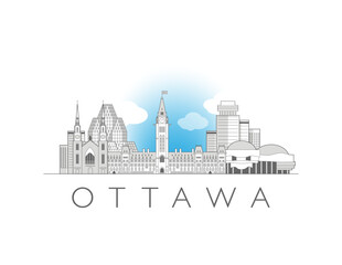 Ottawa cityscape line art style vector illustration