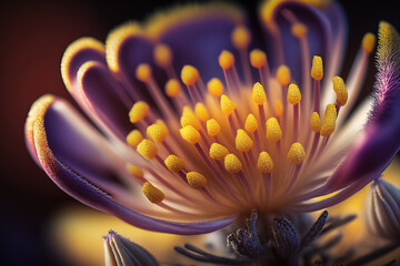 Ilustración de una foto macro de una flor. Generative Ai 