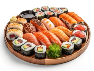A Delicious Sushi Platter That Will Make Your Mouth Water, Perfectly Plated From Top to Bottom with a Stunning Bottom Right Shot.