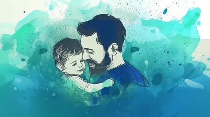 Obraz na płótnie Canvas Father's Day illustration with copy space, Generative Ai