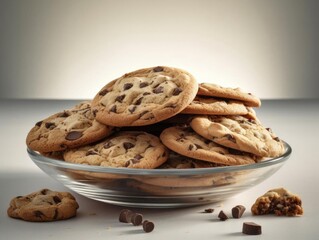 Photorealistic image of freshly baked chocolate bowl, top right view.