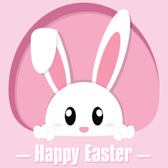 Obraz premium Cute rabbit showing its head Happy easter Vector
