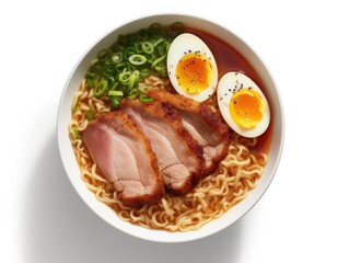 Steaming Bowl of Ramen, Tightly Cropped, Top-Down View