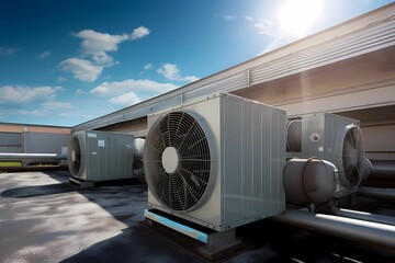 industrial air conditioning unit, AC Fan, clima, climatisation Generative AI, Cooling system. Generative AI
