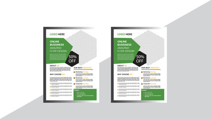 Creative business a4 flyer vector template design for marketing agency. Brochure cover or promotional poster, leaflet layout.