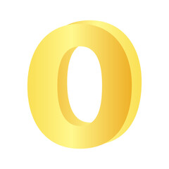 3d golden font number 0 zero
