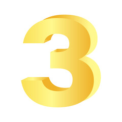 3d golden font number 3