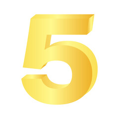 3d golden font number 5 five