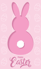 Isolated rabbit silhouette with tail Happy easter Vector
