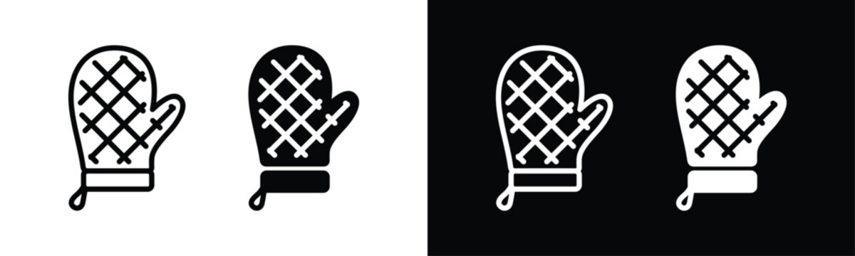 Oven mitts icon vector. Cooking gloves icons symbol in line and flat style. Oven gloves sign and symbol. Vector illustration