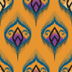 Fototapeta na wymiar ikat Abstract Ethnic art. Seamless pattern in tribal, folk embroidery, and Mexican style. Aztec geometric art ornament print.Design for carpet, cover.wallpaper, wrapping, fabric, clothing