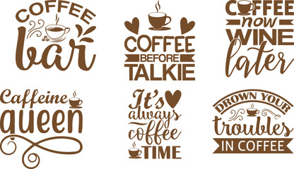 Fototapeta premium Coffee Quotes SVG Bundle