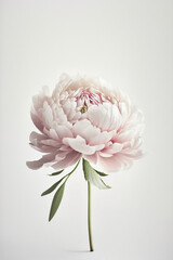 a close up of pink flower in vase on white background. generative ai.