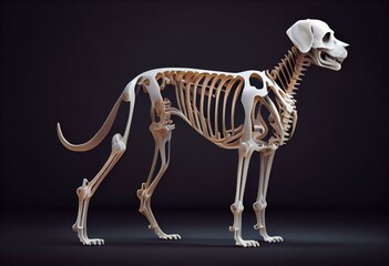 3d rendered medically accurate illustration of a dog skeleton. Generative AI