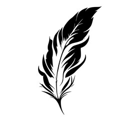 Fluffy Feather Silhouette, bird feathers simple style vector image.