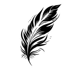 Obraz premium Fluffy Feather Silhouette, bird feathers simple style vector image.